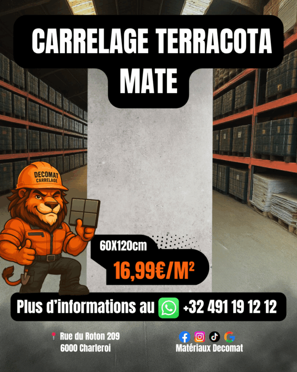 Carrelage Terracota Mate 60x120 cm – 16,99€/m²
