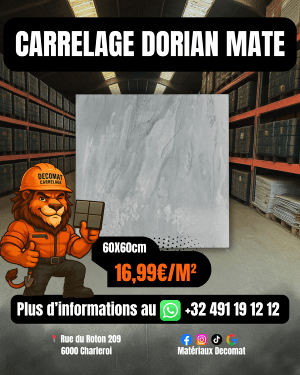 Carrelage Dorian Mate 60x60 cm – 16,99€/m²
