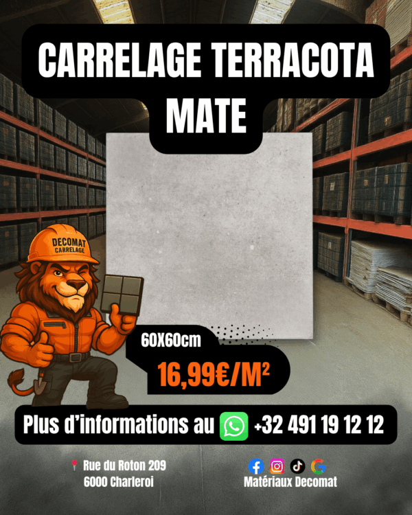 Carrelage Terracota Mate 60x60 cm – 16,99€/m²