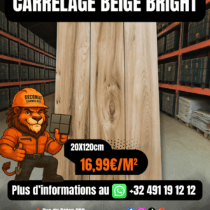 Carrelage Beige Bright effet parquet  20x120 cm – 16,99€/m²