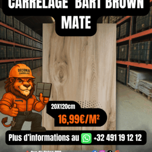 Carrelage Bart Brown Mate effet parquet  20x120 cm – 16,99€/m²