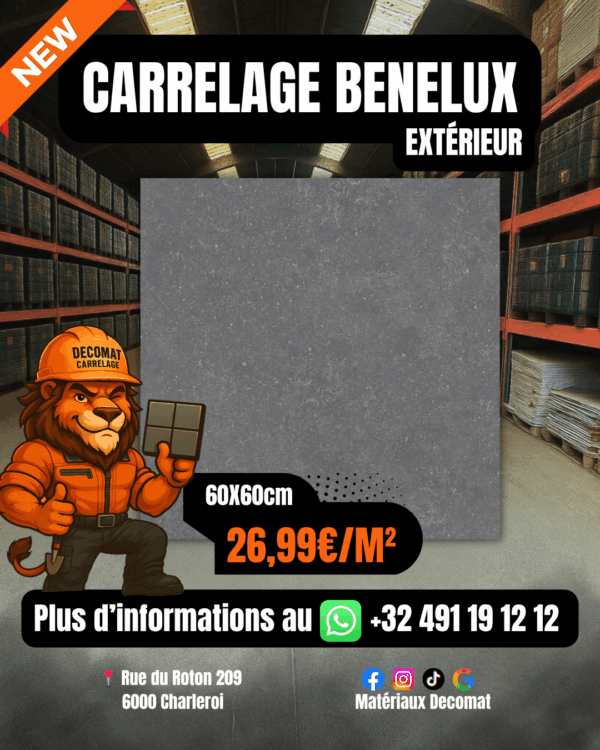 Carrelage Benelux Extérieur 60x60 cm – 26,99€/m²