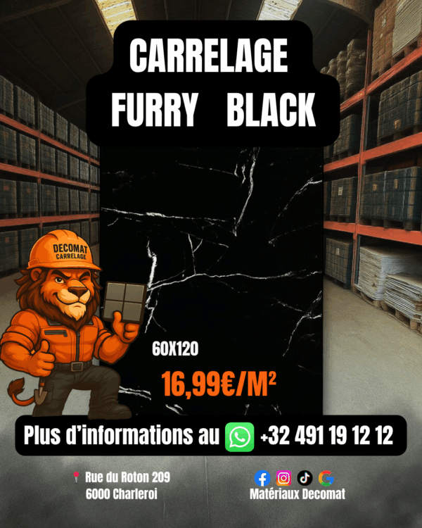 Carrelage Furry Black 60x120 cm – 16,99€/m²