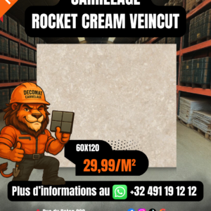 CARRELAGE ROCKET CREAM VEINCUT 60X120 CM – 29,99€
