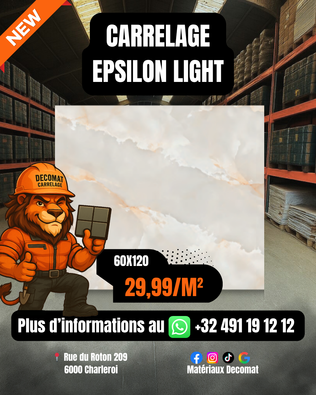 CARRELAGE EPSILON LIGHT 60 X120 CM – 29,99€/m²