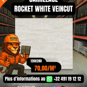 CARRELAGE ROCKET WHITE VEINCUT 120X280 CM – 70,00€