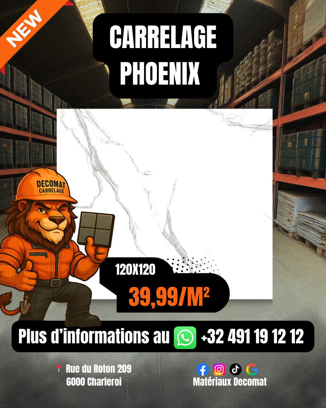 CARRELAGE PHOENIX 120X120CM – 39,99€