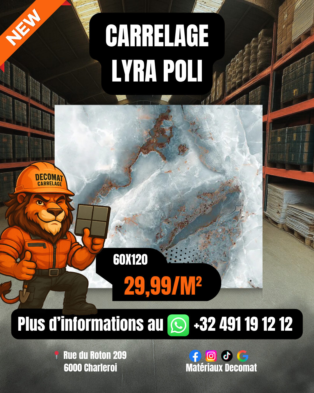 CARRELAGE LYDRA POLI 60X120CM – 29,99€